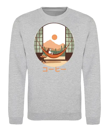 Relaxing Sloth in Desert Sunset - cozy, chill, slow living, nature, cute animal, sloth, relaxation, hammock, desert, sunset - Sweatshirt