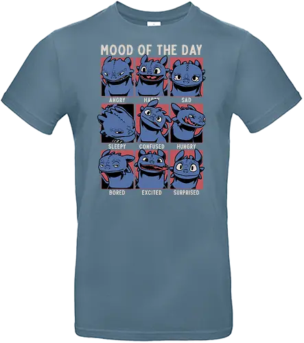 Viking Dragon Mood - Mood, Fun, Funny, Cute, Cool, Dragon, Animation, Mythical, Mythology, Mythological Creatures, Creature, Tv Show, Movie, Vikings, Viking, Sad, Happy, Angry, Sleepy, Confused, Hungry, Bored, Surprise - Standard T-Shirt