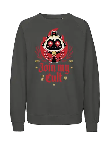 Join My Cult Emblem - aesthetic, cute, kawaii, cool, funny, chibi, sweet, japan, japanese, game, video game, gaming, geek, nerd, otaku, anime, animal, Lamb, the lamb, lamb - Fairtrade Sweatshirt