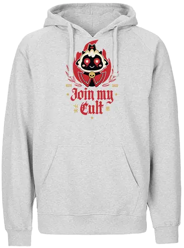 Join My Cult Emblem - aesthetic, cute, kawaii, cool, funny, chibi, sweet, japan, japanese, game, video game, gaming, geek, nerd, otaku, anime, animal, Lamb, the lamb, lamb - Fairtrade Hoodie