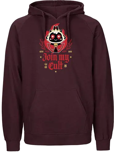 Join My Cult Emblem - aesthetic, cute, kawaii, cool, funny, chibi, sweet, japan, japanese, game, video game, gaming, geek, nerd, otaku, anime, animal, Lamb, the lamb, lamb - Fairtrade Hoodie