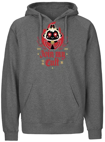 Join My Cult Emblem - aesthetic, cute, kawaii, cool, funny, chibi, sweet, japan, japanese, game, video game, gaming, geek, nerd, otaku, anime, animal, Lamb, the lamb, lamb - Fairtrade Hoodie