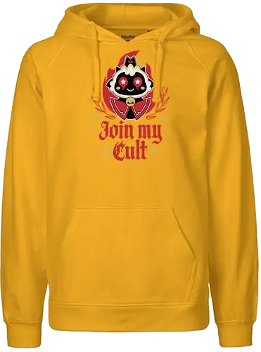 Join My Cult Emblem - aesthetic, cute, kawaii, cool, funny, chibi, sweet, japan, japanese, game, video game, gaming, geek, nerd, otaku, anime, animal, Lamb, the lamb, lamb - Fairtrade Hoodie