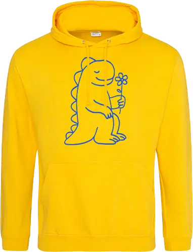 Gentle Blue Dinosaur with Flower