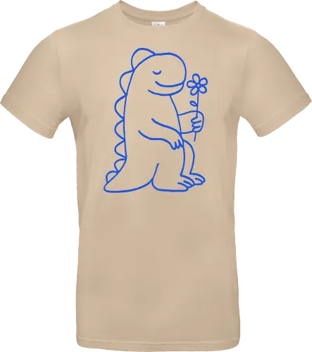  Gentle Blue Dinosaur with Flower