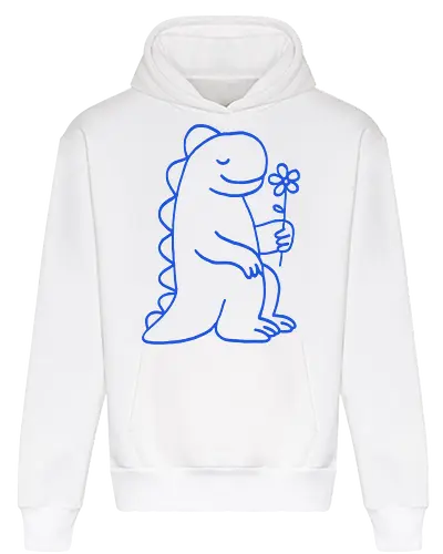  Gentle Blue Dinosaur with Flower