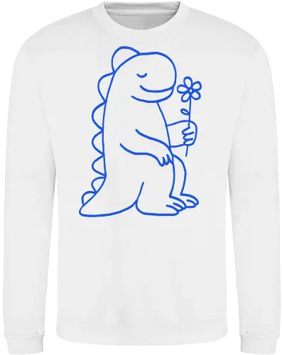  Gentle Blue Dinosaur with Flower