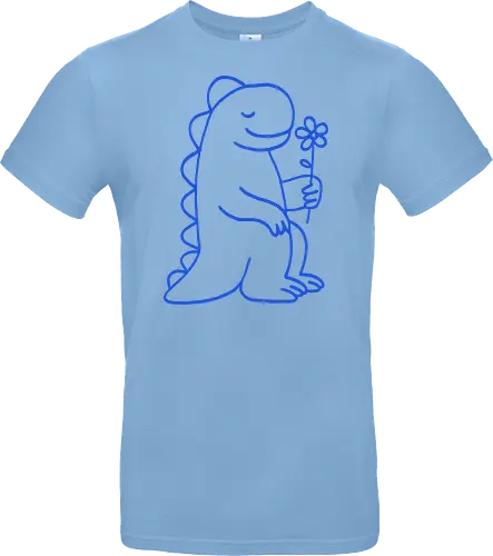  Gentle Blue Dinosaur with Flower