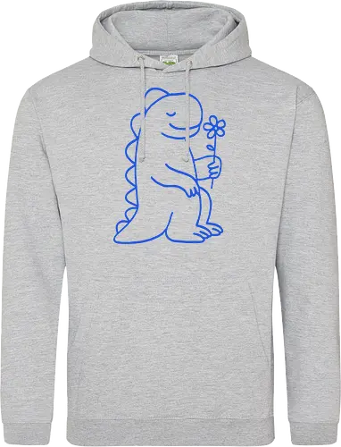 Gentle Blue Dinosaur with Flower