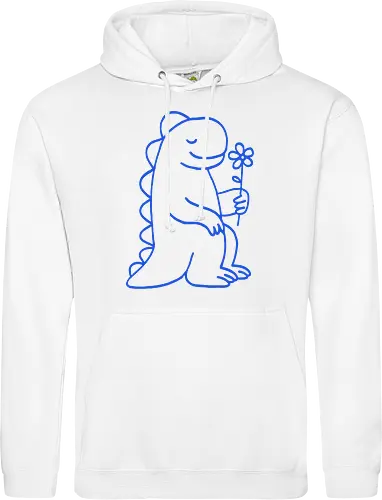 Gentle Blue Dinosaur with Flower