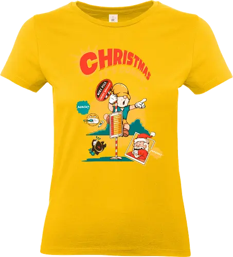 Weihnachten – Es kommt - bissige Weihnachten, Anti-Jubel, Weihnachten, düstere Feiertage, schwarzer Humor, Elf in Alarmbereitschaft, festlicher Zusammenbruch, lustige Weihnachten, Feiertags-Burnout, Weihnachtsmann-Panik - Standard T-Shirt (Frauen)