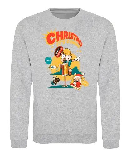 Weihnachten – Es kommt - bissige Weihnachten, Anti-Jubel, Weihnachten, düstere Feiertage, schwarzer Humor, Elf in Alarmbereitschaft, festlicher Zusammenbruch, lustige Weihnachten, Feiertags-Burnout, Weihnachtsmann-Panik - Sweatshirt