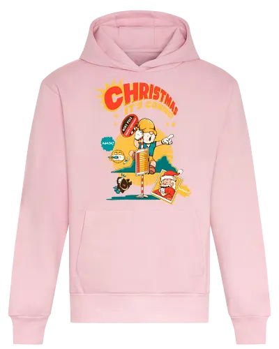 Weihnachten – Es kommt - bissige Weihnachten, Anti-Jubel, Weihnachten, düstere Feiertage, schwarzer Humor, Elf in Alarmbereitschaft, festlicher Zusammenbruch, lustige Weihnachten, Feiertags-Burnout, Weihnachtsmann-Panik - Heavyweight Hoodie