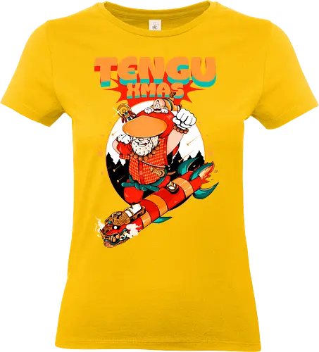 Tengu-Weihnacht - Anime-Feiertage, festlicher Krieger, Spaß, Japanisch, Frohe Weihnachten, Otaku-Weihnachten, Samurai-Weihnachtsmann, Der Weihnachtsmann wird zum Samurai, Weihnachtsmann gegen Tradition - Standard T-Shirt (Frauen)