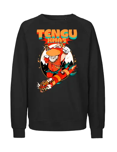 Tengu-Weihnacht - Anime-Feiertage, festlicher Krieger, Spaß, Japanisch, Frohe Weihnachten, Otaku-Weihnachten, Samurai-Weihnachtsmann, Der Weihnachtsmann wird zum Samurai, Weihnachtsmann gegen Tradition - Fairtrade Sweatshirt