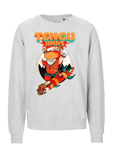 Tengu-Weihnacht - Anime-Feiertage, festlicher Krieger, Spaß, Japanisch, Frohe Weihnachten, Otaku-Weihnachten, Samurai-Weihnachtsmann, Der Weihnachtsmann wird zum Samurai, Weihnachtsmann gegen Tradition - Fairtrade Sweatshirt