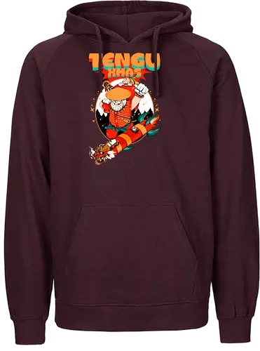 Tengu-Weihnacht - Anime-Feiertage, festlicher Krieger, Spaß, Japanisch, Frohe Weihnachten, Otaku-Weihnachten, Samurai-Weihnachtsmann, Der Weihnachtsmann wird zum Samurai, Weihnachtsmann gegen Tradition - Fairtrade Hoodie