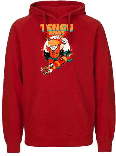 Tengu-Weihnacht - Anime-Feiertage, festlicher Krieger, Spaß, Japanisch, Frohe Weihnachten, Otaku-Weihnachten, Samurai-Weihnachtsmann, Der Weihnachtsmann wird zum Samurai, Weihnachtsmann gegen Tradition - Fairtrade Hoodie