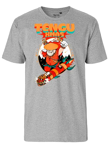 Tengu-Weihnacht - Anime-Feiertage, festlicher Krieger, Spaß, Japanisch, Frohe Weihnachten, Otaku-Weihnachten, Samurai-Weihnachtsmann, Der Weihnachtsmann wird zum Samurai, Weihnachtsmann gegen Tradition - Fairtrade T-Shirt