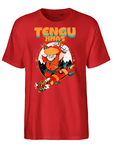 Tengu-Weihnacht - Anime-Feiertage, festlicher Krieger, Spaß, Japanisch, Frohe Weihnachten, Otaku-Weihnachten, Samurai-Weihnachtsmann, Der Weihnachtsmann wird zum Samurai, Weihnachtsmann gegen Tradition - Fairtrade T-Shirt
