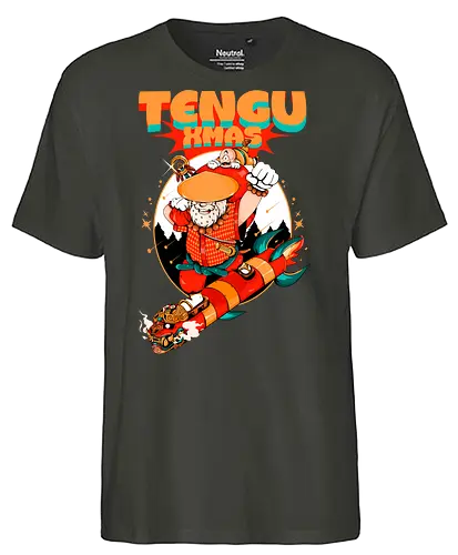 Tengu-Weihnacht - Anime-Feiertage, festlicher Krieger, Spaß, Japanisch, Frohe Weihnachten, Otaku-Weihnachten, Samurai-Weihnachtsmann, Der Weihnachtsmann wird zum Samurai, Weihnachtsmann gegen Tradition - Fairtrade T-Shirt