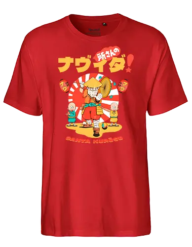Santa Kurosu - Weihnachten, süße dunkle Weihnachten, dunkler Feiertag, schwarzer Humor, festliche Folklore, Spaß, japanische Weihnachten, Katana-Claus, mythische Weihnachten, Samurai-Weihnachtsmann - Fairtrade T-Shirt