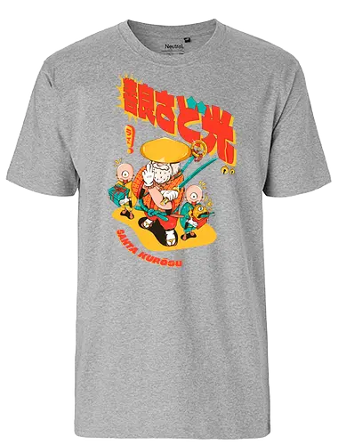 Santa aus Kanagawa - Anime-Weihnachten, dunkle Weihnachten, schwarzer Humor, Folklore-Fusion, Spaß, japanischer Feiertag, mythischer Feiertag, Nordpol-Dojo, Weihnachtsmann-Samurai, Shinto-Weihnachten - Fairtrade T-Shirt