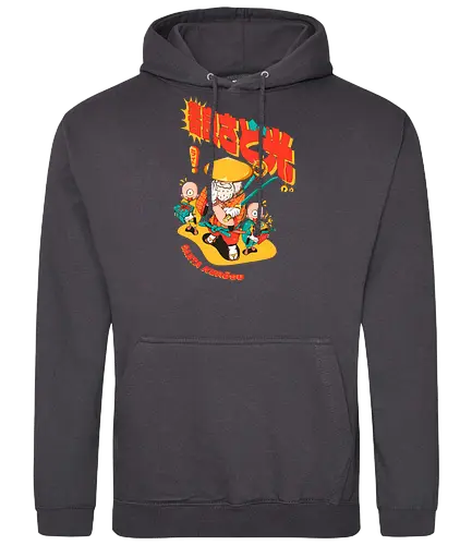 Santa aus Kanagawa - Anime-Weihnachten, dunkle Weihnachten, schwarzer Humor, Folklore-Fusion, Spaß, japanischer Feiertag, mythischer Feiertag, Nordpol-Dojo, Weihnachtsmann-Samurai, Shinto-Weihnachten - Standard Hoodie