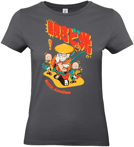 Santa aus Kanagawa - Anime-Weihnachten, dunkle Weihnachten, schwarzer Humor, Folklore-Fusion, Spaß, japanischer Feiertag, mythischer Feiertag, Nordpol-Dojo, Weihnachtsmann-Samurai, Shinto-Weihnachten - Standard T-Shirt (Frauen)