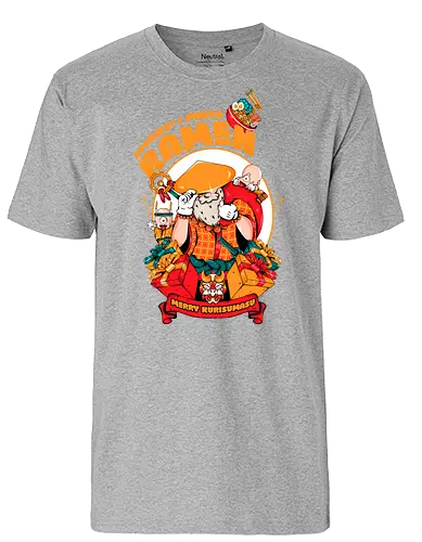 Kekse? Ich steh' mehr auf Ramen - Instantnudeln, japanische Weihnachten, Kawaii-Dämon, Oni-Elfenhelfer, Ramen-Weihnachtsmann, Samurai-Weihnachtsmann, Weihnachtsmann, Weihnachtsmann mit Katana, Weihnachten - Fairtrade T-Shirt