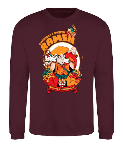 Kekse? Ich steh' mehr auf Ramen - Instantnudeln, japanische Weihnachten, Kawaii-Dämon, Oni-Elfenhelfer, Ramen-Weihnachtsmann, Samurai-Weihnachtsmann, Weihnachtsmann, Weihnachtsmann mit Katana, Weihnachten - Sweatshirt