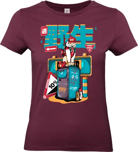 Stadtkatze - Straßenkatze, Bladecore, Cybercuteness, dystopische Neko, Graffiti-Katze, Kawaii-Kämpfer, Neo-Tokio-Neko, Samurai-Katze, Straßenkatzen, Stadtkatze - Standard T-Shirt (Frauen)