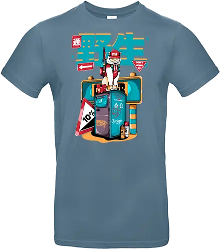 Stadtkatze - Straßenkatze, Bladecore, Cybercuteness, dystopische Neko, Graffiti-Katze, Kawaii-Kämpfer, Neo-Tokio-Neko, Samurai-Katze, Straßenkatzen, Stadtkatze - Standard T-Shirt