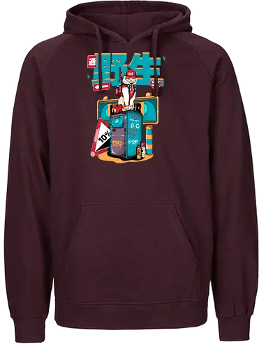 Stadtkatze - Straßenkatze, Bladecore, Cybercuteness, dystopische Neko, Graffiti-Katze, Kawaii-Kämpfer, Neo-Tokio-Neko, Samurai-Katze, Straßenkatzen, Stadtkatze - Fairtrade Hoodie