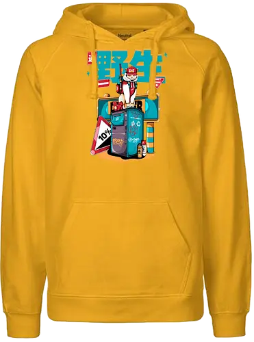 Stadtkatze - Straßenkatze, Bladecore, Cybercuteness, dystopische Neko, Graffiti-Katze, Kawaii-Kämpfer, Neo-Tokio-Neko, Samurai-Katze, Straßenkatzen, Stadtkatze - Fairtrade Hoodie