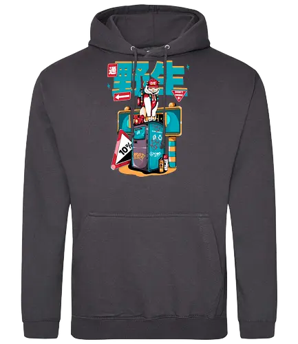 Stadtkatze - Straßenkatze, Bladecore, Cybercuteness, dystopische Neko, Graffiti-Katze, Kawaii-Kämpfer, Neo-Tokio-Neko, Samurai-Katze, Straßenkatzen, Stadtkatze - Standard Hoodie