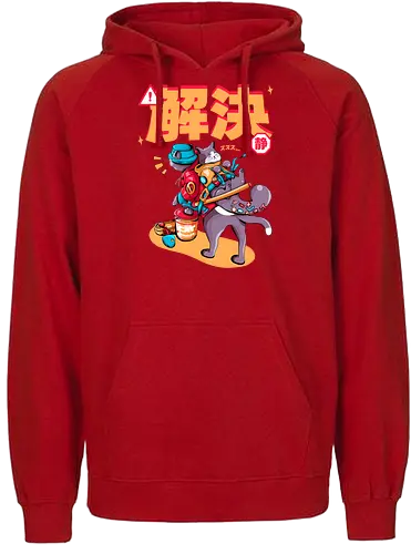 Streunerkatzen - Straßenkatze, Straßenkatzen, Cyberpunk-Katze, Kanji, Kawaii-Dystopie, Neo-Tokio-Katze, Ramen, sanftes Chaos, streunende Katzen, Stadtkatze - Fairtrade Hoodie