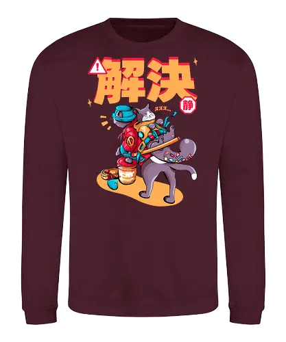 Streunerkatzen - Straßenkatze, Straßenkatzen, Cyberpunk-Katze, Kanji, Kawaii-Dystopie, Neo-Tokio-Katze, Ramen, sanftes Chaos, streunende Katzen, Stadtkatze - Sweatshirt