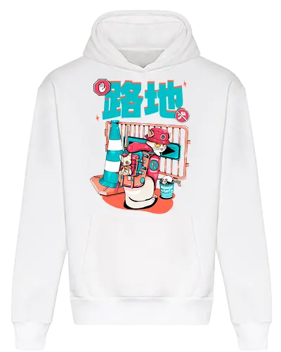 Cyberpunk-Straßenkatze beim Ramen-Essen