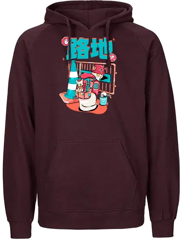 Cyberpunk-Straßenkatze beim Ramen-Essen - Alley Neko, Blade Punk, Cyberpunk-Straßenkatze, Spaß, Katzenkatana, Kawaii-Chaos, weiße Kätzchenkatze, Ramen Core, Straßenkatze, Stadtkatze - Fairtrade Hoodie