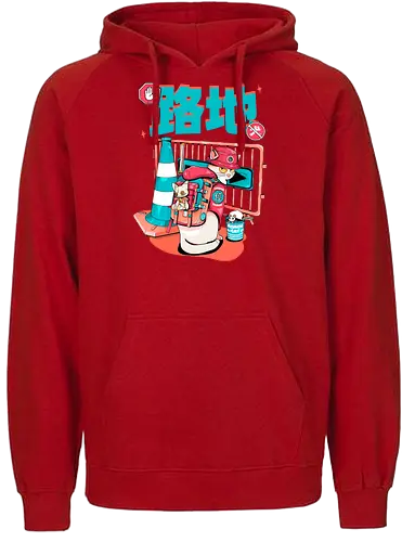 Cyberpunk-Straßenkatze beim Ramen-Essen - Alley Neko, Blade Punk, Cyberpunk-Straßenkatze, Spaß, Katzenkatana, Kawaii-Chaos, weiße Kätzchenkatze, Ramen Core, Straßenkatze, Stadtkatze - Fairtrade Hoodie