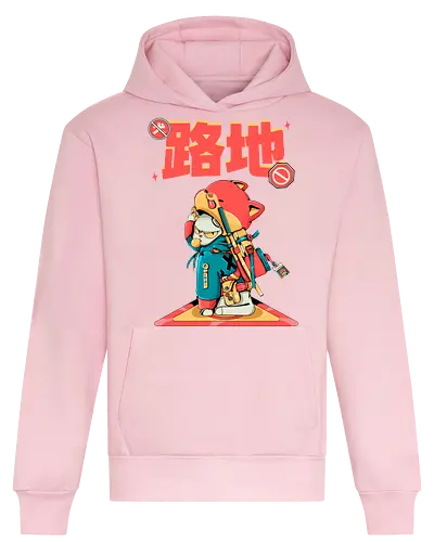 Katana-Katze in Verkleidung - Blade Cat, Cyberkawaii, Cyberpunk-Katze, Katzensamurai, Glitchcore-Kätzchen, Katana-Katze, streunende Katze, Straßenkatze, Urban Bladecore, Stadtkatze - Heavyweight Hoodie