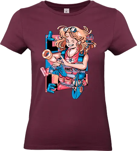 Mechanische Liebe - glitchige Liebe, Liebe in der Zukunft, Anime-Cyborg-Mädchen, süßer Glitch, Cyberpunk-Valentinstag, Cyborg-Mädchen-Liebe, mechanische Zuneigung, Romantik-Upgrade - Standard T-Shirt (Frauen)