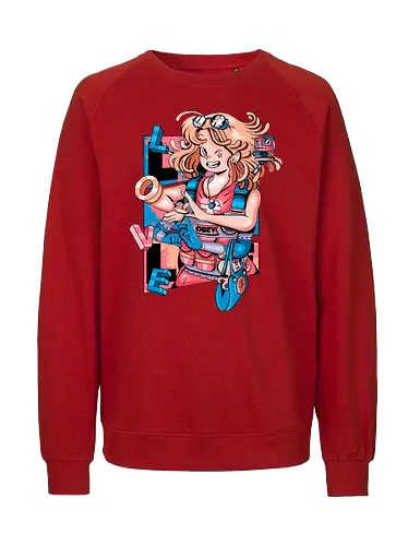 Mechanische Liebe - glitchige Liebe, Liebe in der Zukunft, Anime-Cyborg-Mädchen, süßer Glitch, Cyberpunk-Valentinstag, Cyborg-Mädchen-Liebe, mechanische Zuneigung, Romantik-Upgrade - Fairtrade Sweatshirt