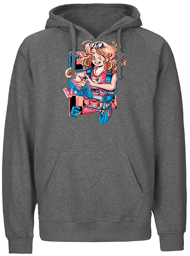 Mechanische Liebe - glitchige Liebe, Liebe in der Zukunft, Anime-Cyborg-Mädchen, süßer Glitch, Cyberpunk-Valentinstag, Cyborg-Mädchen-Liebe, mechanische Zuneigung, Romantik-Upgrade - Fairtrade Hoodie
