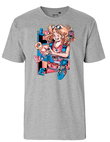 Mechanische Liebe - glitchige Liebe, Liebe in der Zukunft, Anime-Cyborg-Mädchen, süßer Glitch, Cyberpunk-Valentinstag, Cyborg-Mädchen-Liebe, mechanische Zuneigung, Romantik-Upgrade - Fairtrade T-Shirt