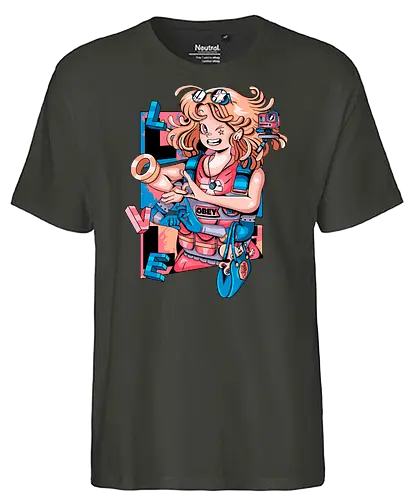 Mechanische Liebe - glitchige Liebe, Liebe in der Zukunft, Anime-Cyborg-Mädchen, süßer Glitch, Cyberpunk-Valentinstag, Cyborg-Mädchen-Liebe, mechanische Zuneigung, Romantik-Upgrade - Fairtrade T-Shirt