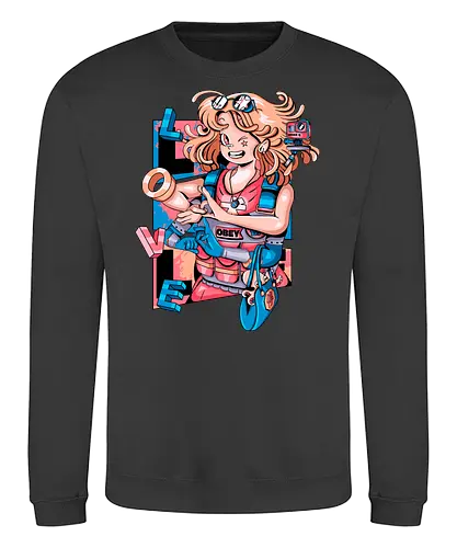 Mechanische Liebe - glitchige Liebe, Liebe in der Zukunft, Anime-Cyborg-Mädchen, süßer Glitch, Cyberpunk-Valentinstag, Cyborg-Mädchen-Liebe, mechanische Zuneigung, Romantik-Upgrade - Sweatshirt