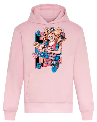 Mechanische Liebe - glitchige Liebe, Liebe in der Zukunft, Anime-Cyborg-Mädchen, süßer Glitch, Cyberpunk-Valentinstag, Cyborg-Mädchen-Liebe, mechanische Zuneigung, Romantik-Upgrade - Heavyweight Hoodie