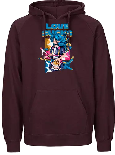 Love Sucks – Cyberpunk Anti-Valentine - Anti-Valentinstag, verknallt, süß und tödlich, Cybergirl, Cyberpunk-Valentinstag, Kawaii-Liebe, Robotermädchen, Valentinstags-Terror - Fairtrade Hoodie
